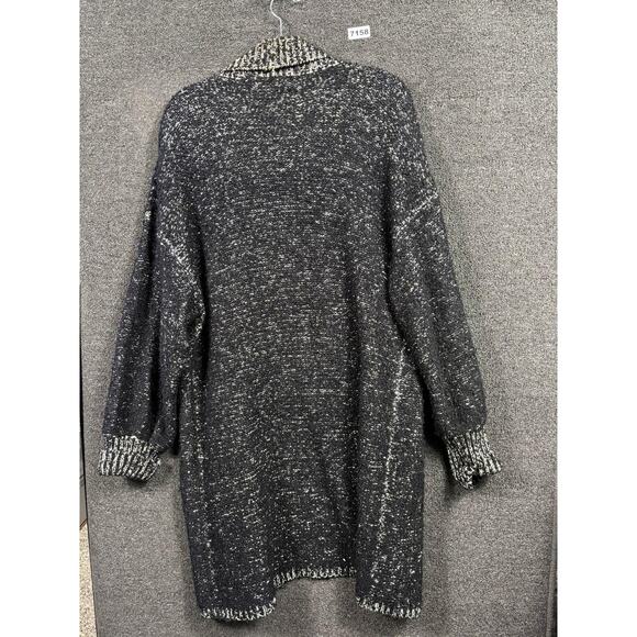 Vintage Mento Par Le Chois II Sweater Womens 1X Black White Open Cardigan 90s - Picture 2 of 6